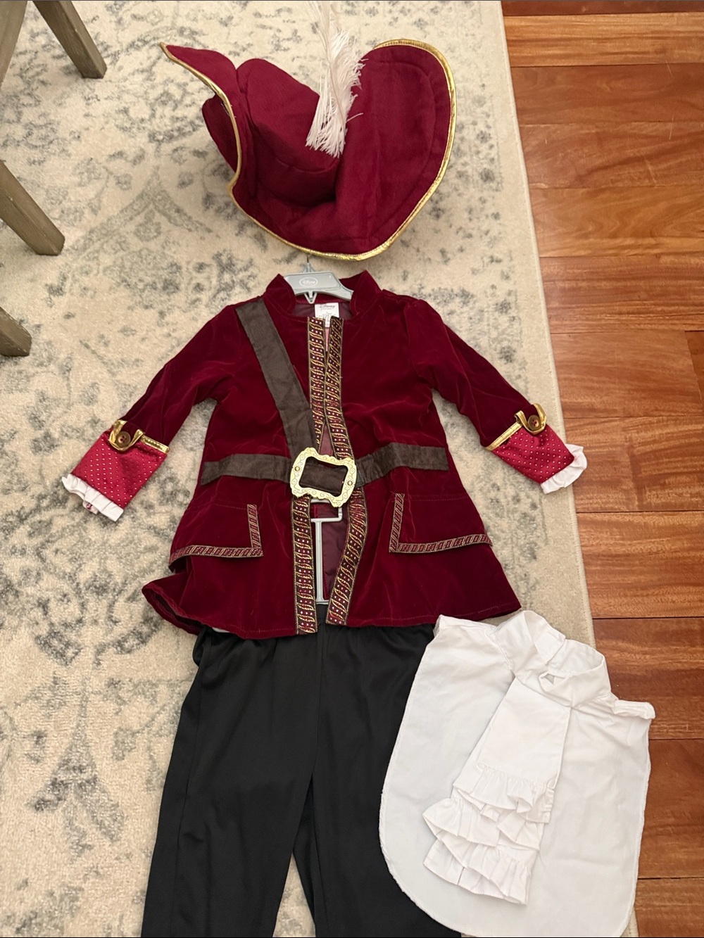 Disney Captain Hook Kids Costume - Burgundy and Black with Gold Trim - Picture 8 of 14